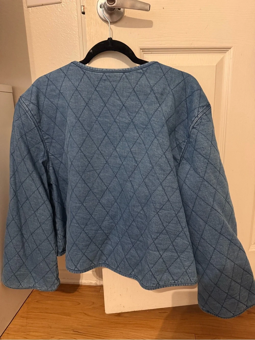kate spade Light Blue Quilted Pearl-Button Denim Jacket